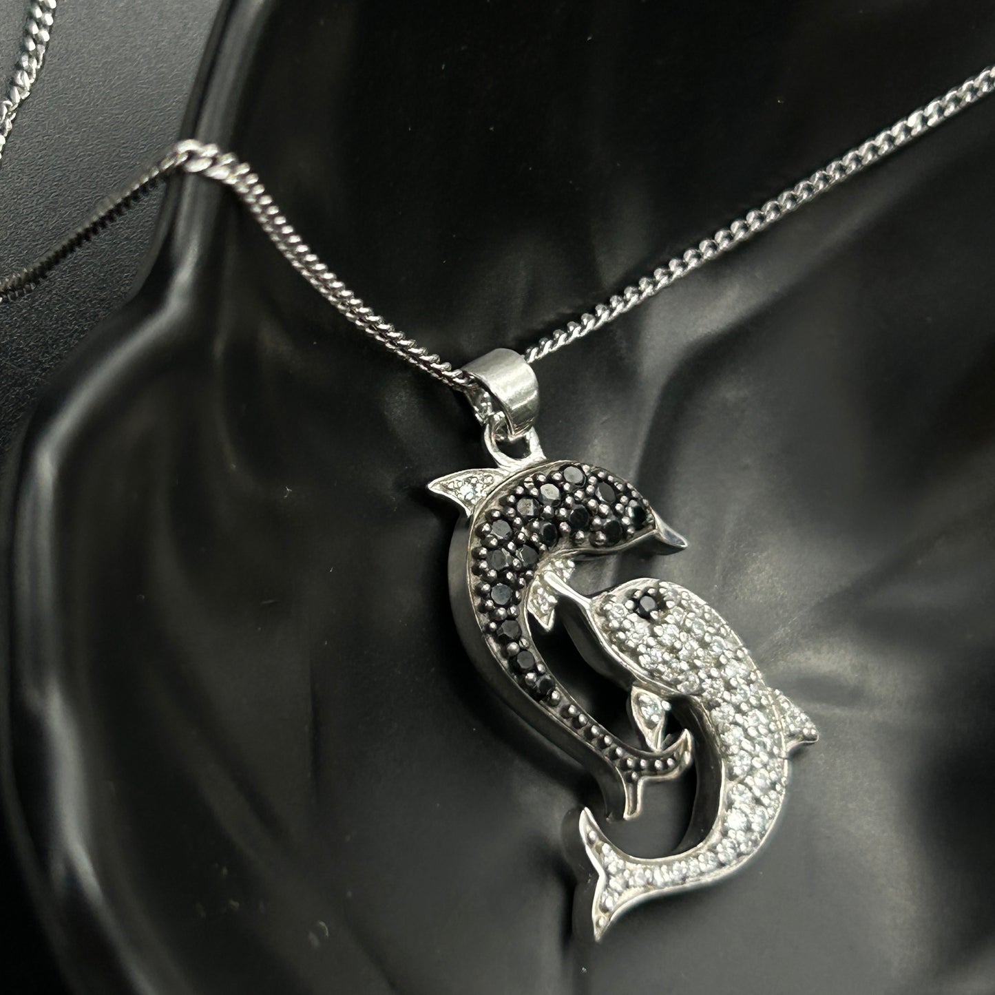 Sterling Silver 2 Dolphin Pendant