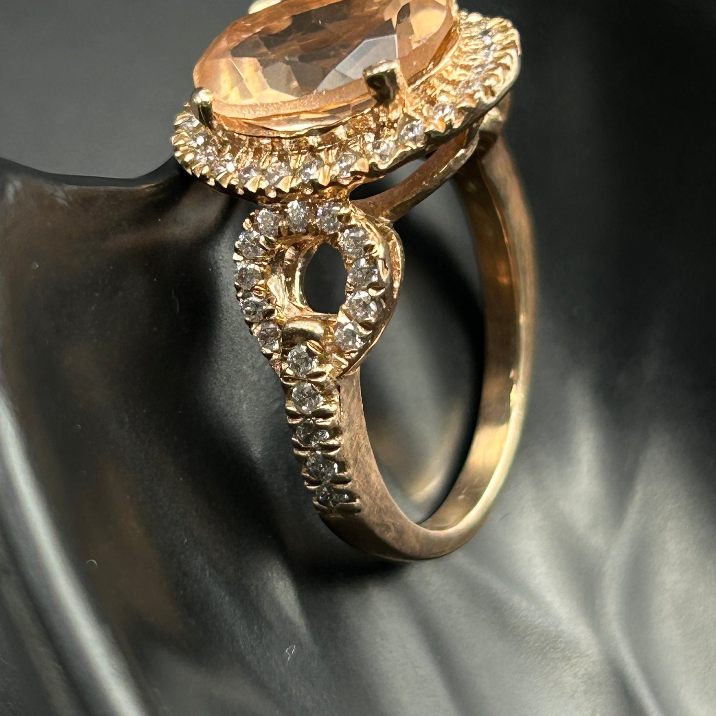 Silver Rose Gold Ring - Peach Morganite Ring