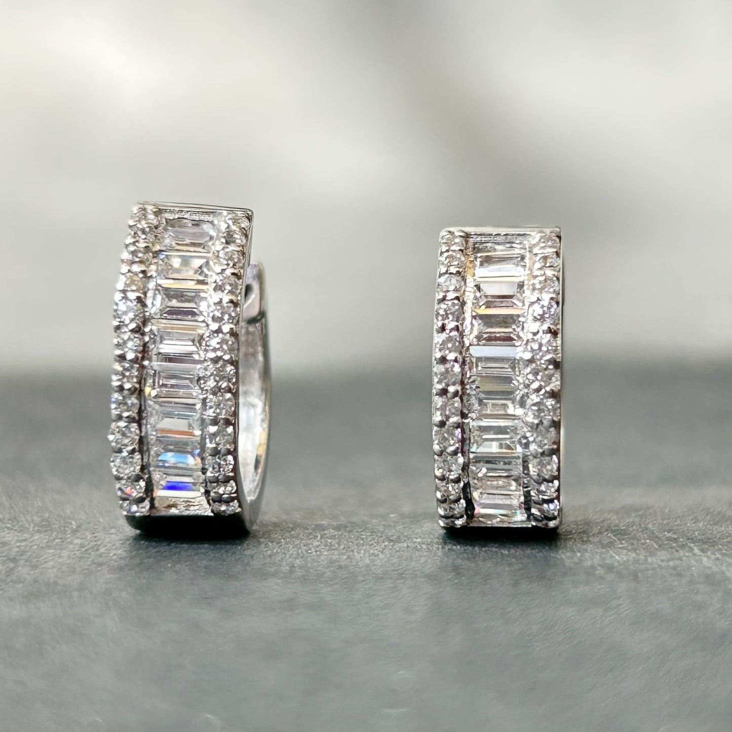 Diamond Hoop Earrings - Silver Hoop Earrings