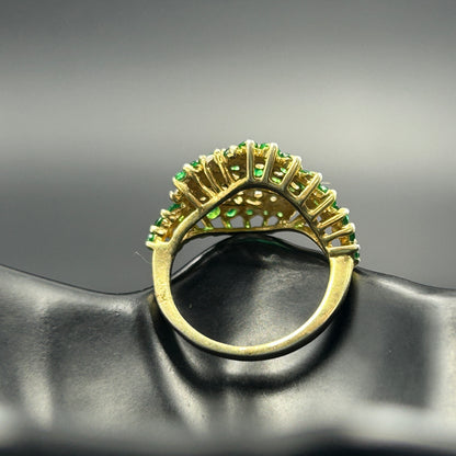 Silver Green Diamond Ring - Yellow Gold Ring