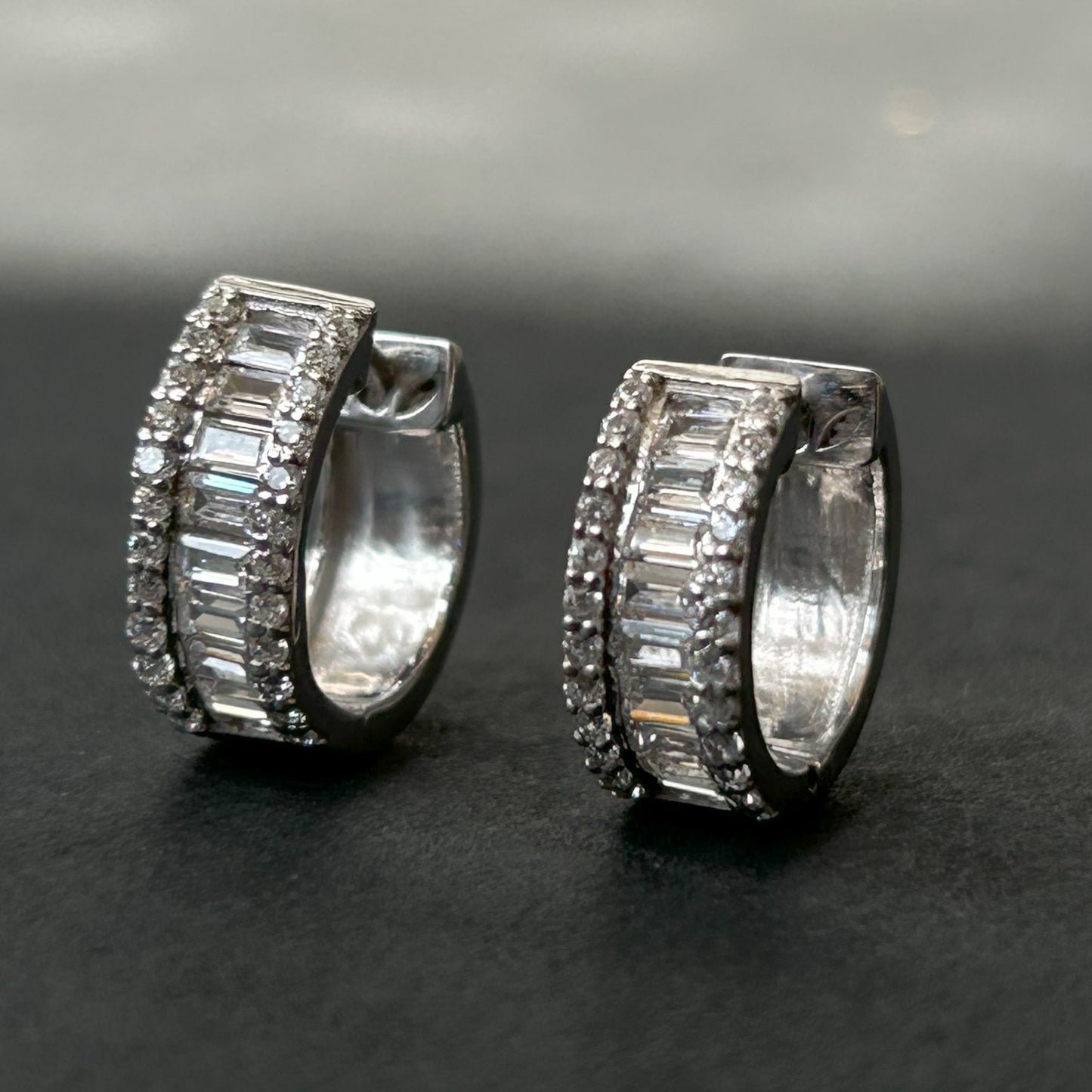 Diamond Hoop Earrings - Silver Hoop Earrings