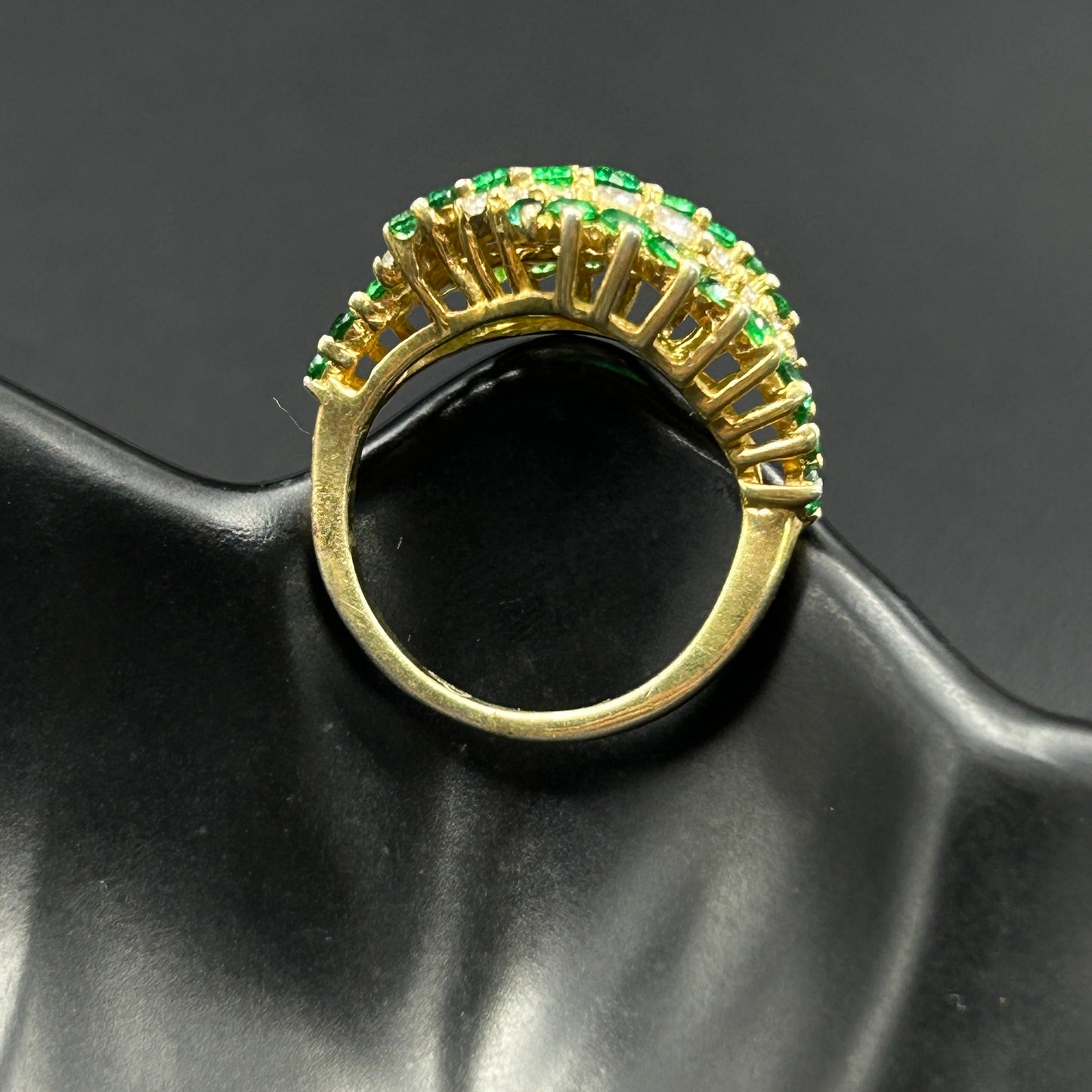 Silver Green Diamond Ring - Yellow Gold Ring