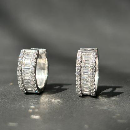 Diamond Hoop Earrings - Silver Hoop Earrings