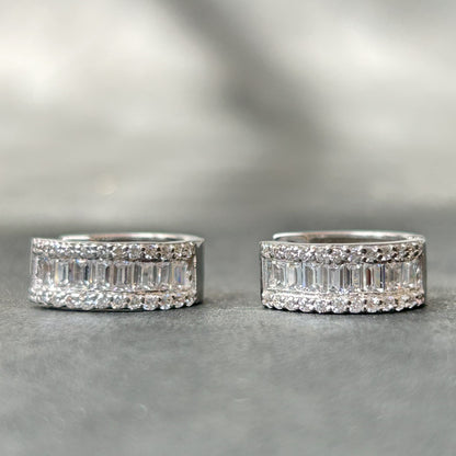 Diamond Hoop Earrings - Silver Hoop Earrings