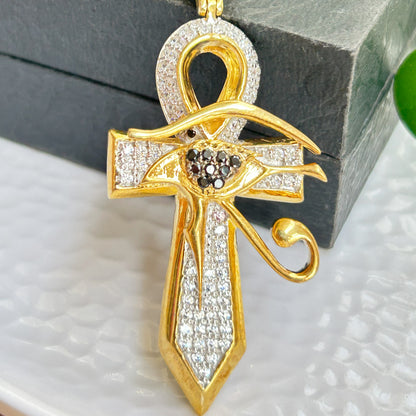 Yellow Cross Pendant - Silver Pendant and Chain