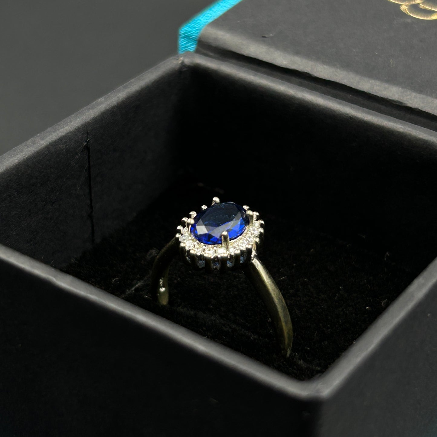 Silver Ring for Women - Blue Halo Ring