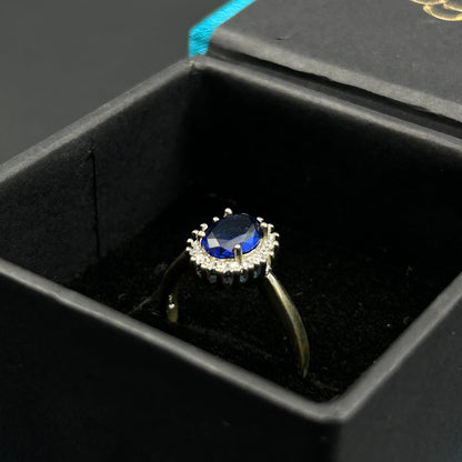 Silver Ring for Women - Blue Halo Ring