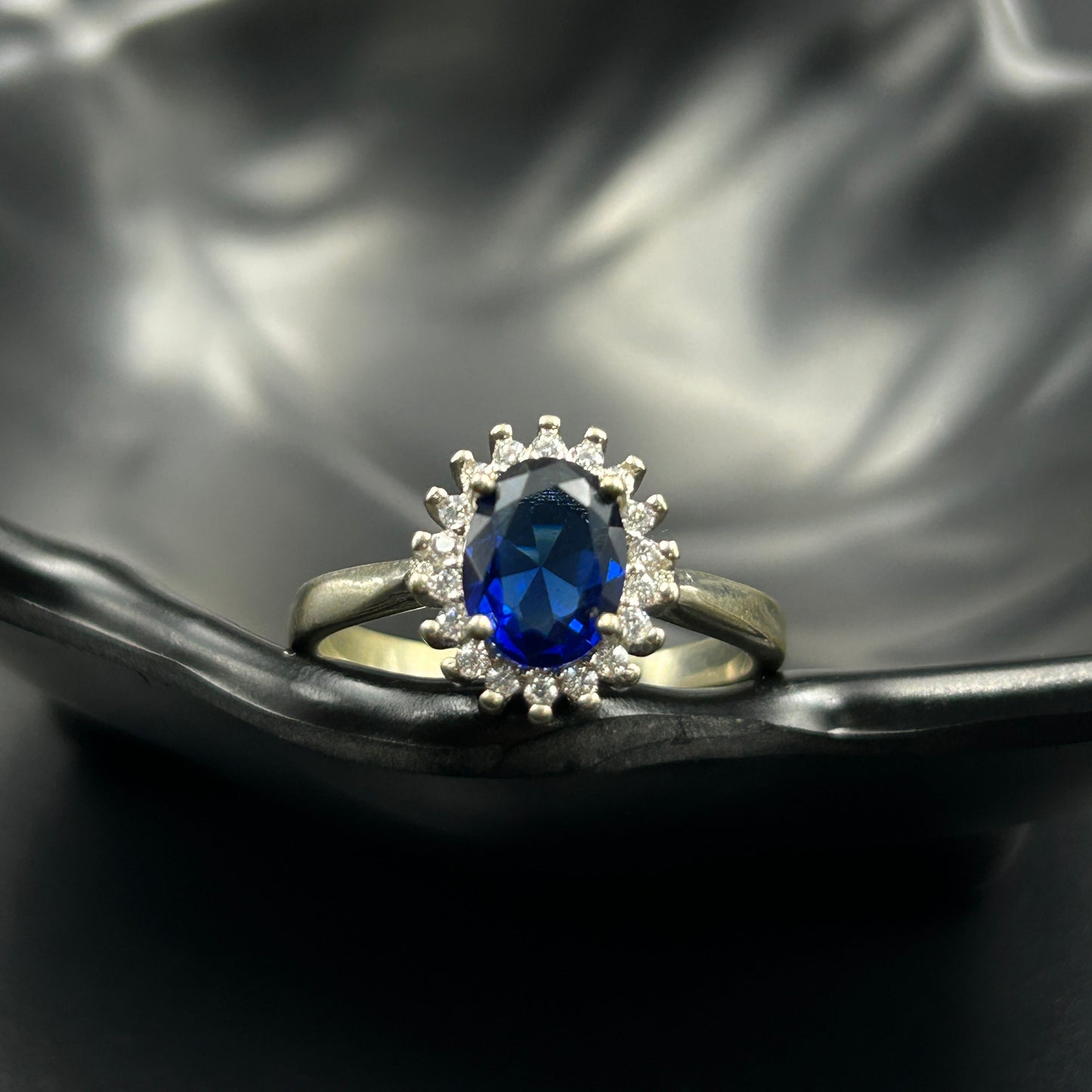 Silver Ring for Women - Blue Halo Ring