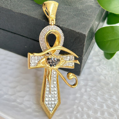 Yellow Cross Pendant - Silver Pendant and Chain