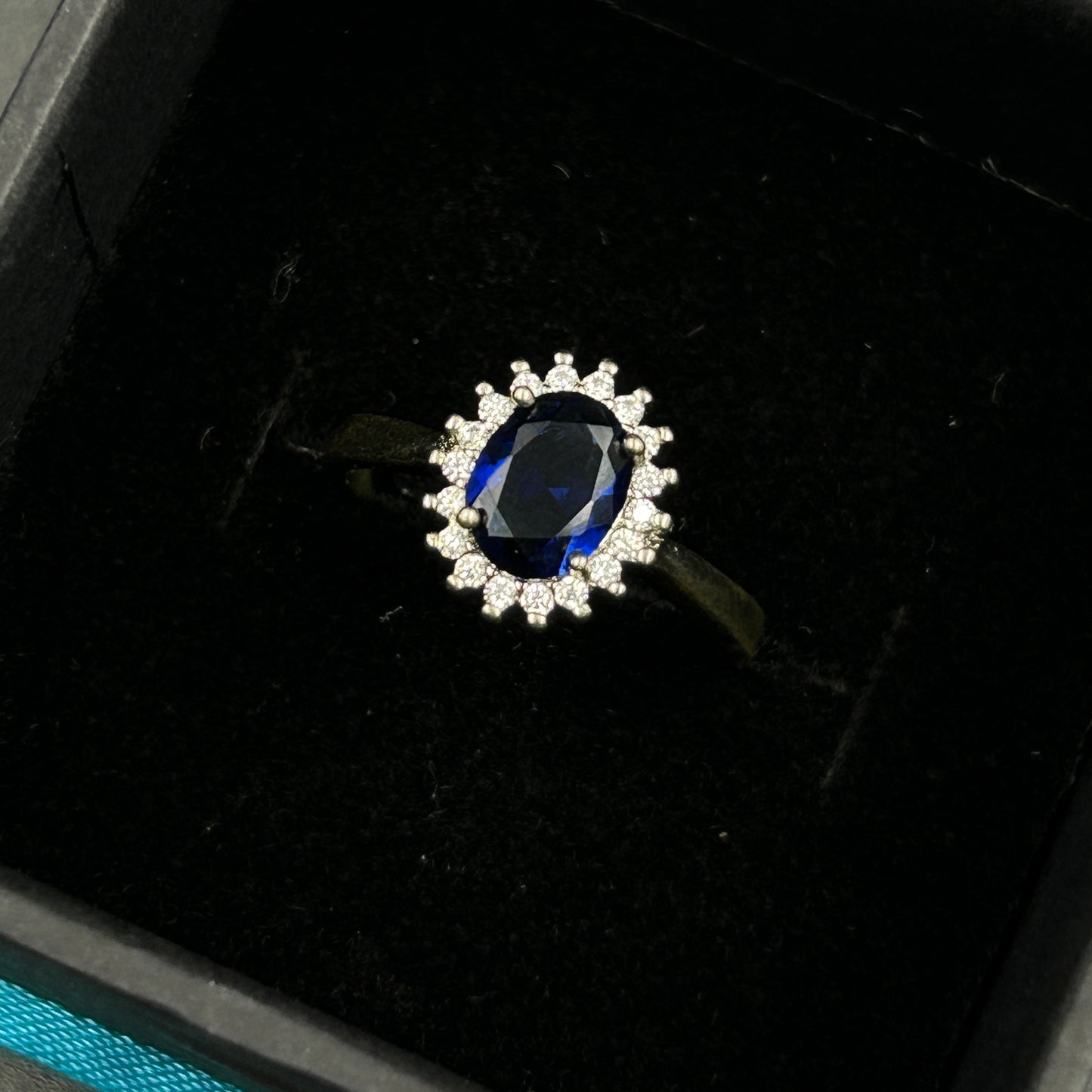 Silver Ring for Women - Blue Halo Ring