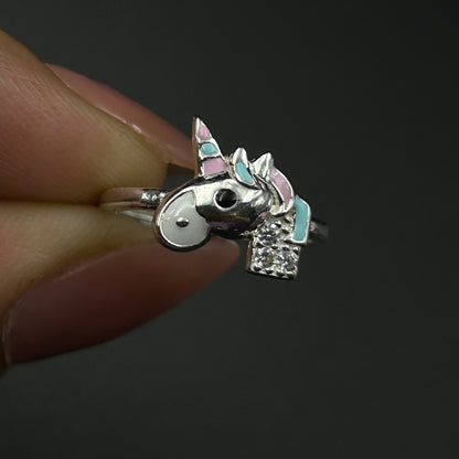 Unicorn Ring - Adjustable Silver Ring for Kids