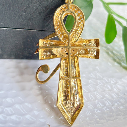 Yellow Cross Pendant - Silver Pendant and Chain