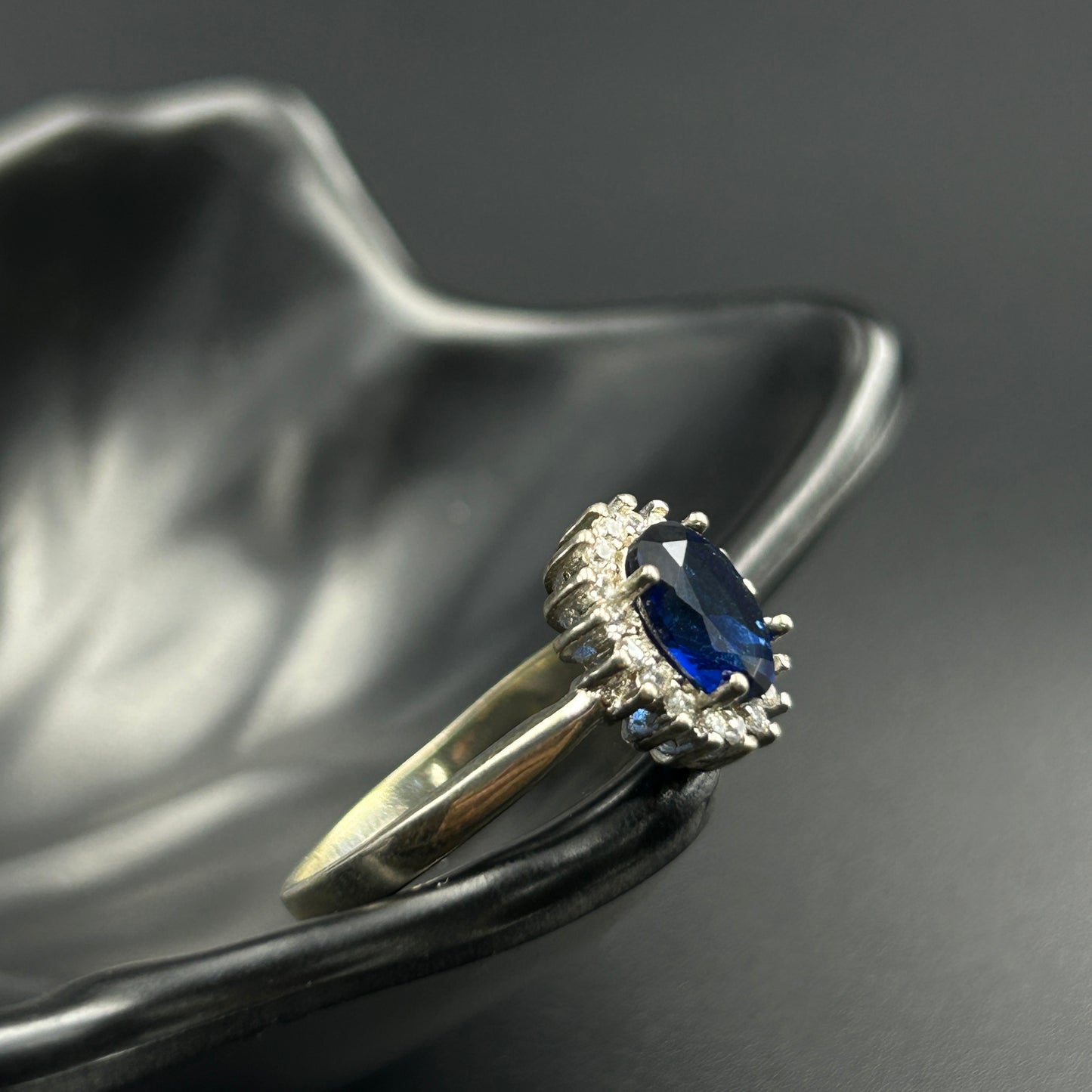 Silver Ring for Women - Blue Halo Ring