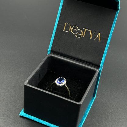 Silver Ring for Women - Blue Halo Ring