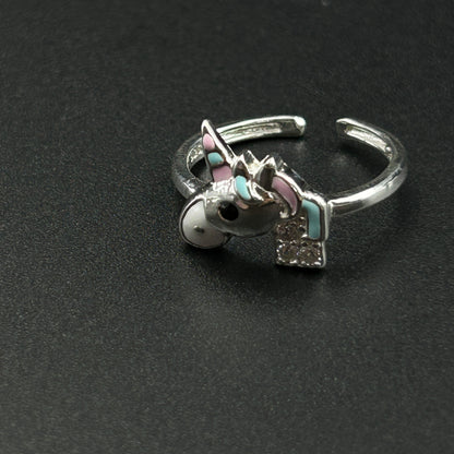 Unicorn Ring - Adjustable Silver Ring for Kids