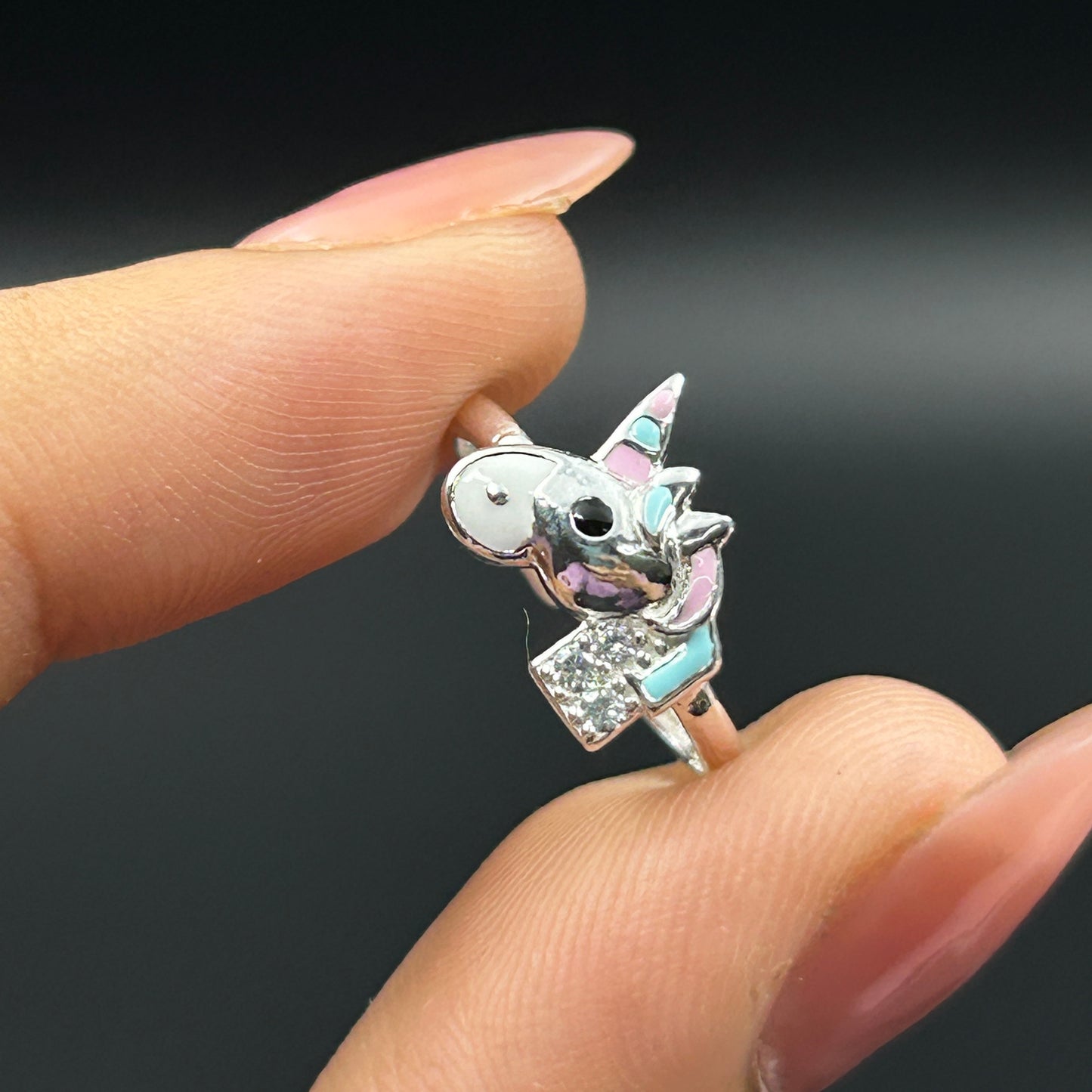 Unicorn Ring - Adjustable Silver Ring for Kids