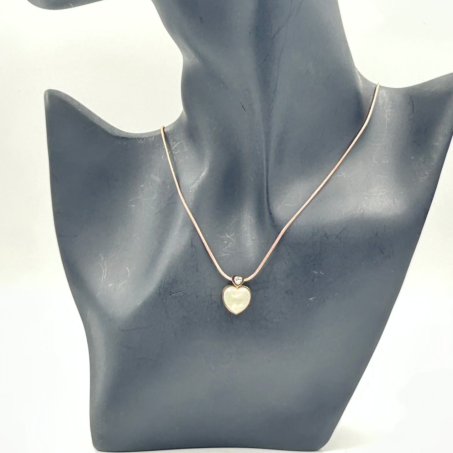 18k Rose gold plated White Heart Necklace