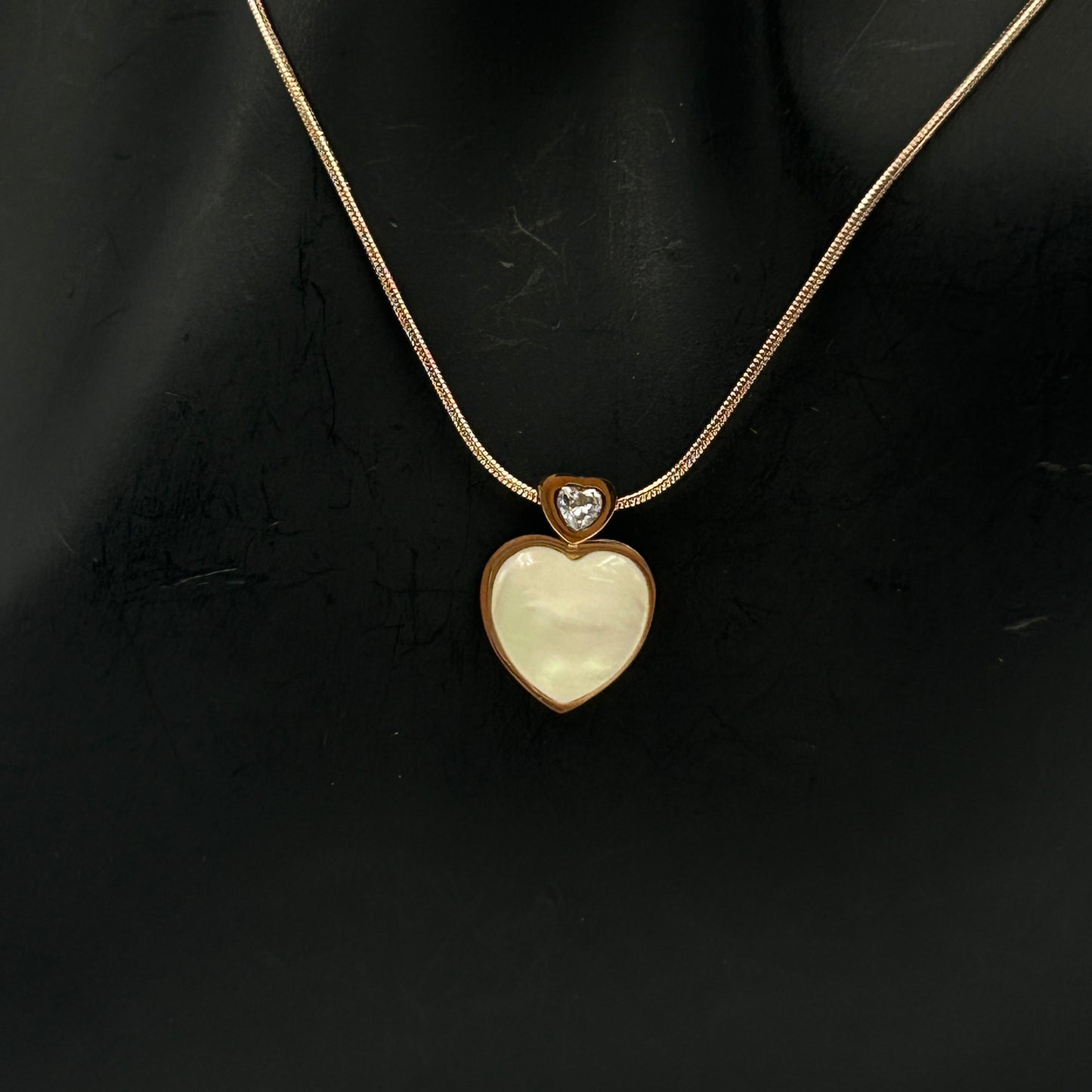 18k Rose gold plated White Heart Necklace