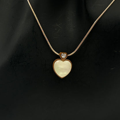 18k Rose gold plated White Heart Necklace