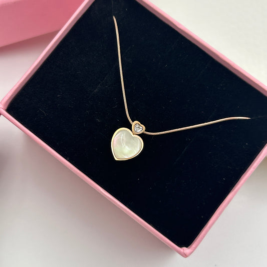 18k Rose gold plated White Heart Necklace