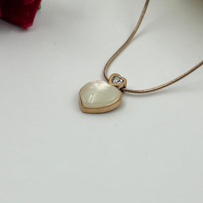 18k Rose gold plated White Heart Necklace