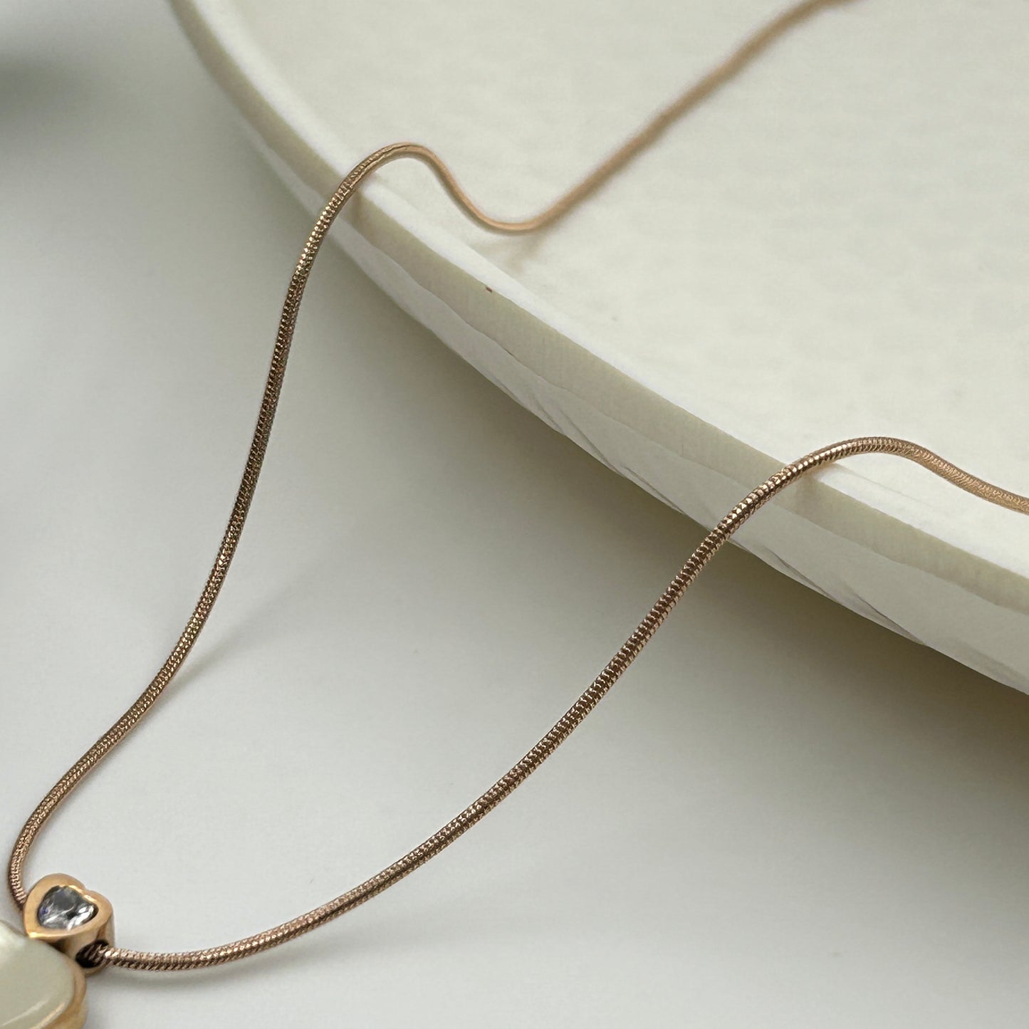18k Rose gold plated White Heart Necklace