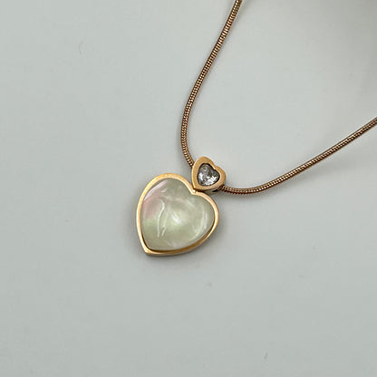 18k Rose gold plated White Heart Necklace