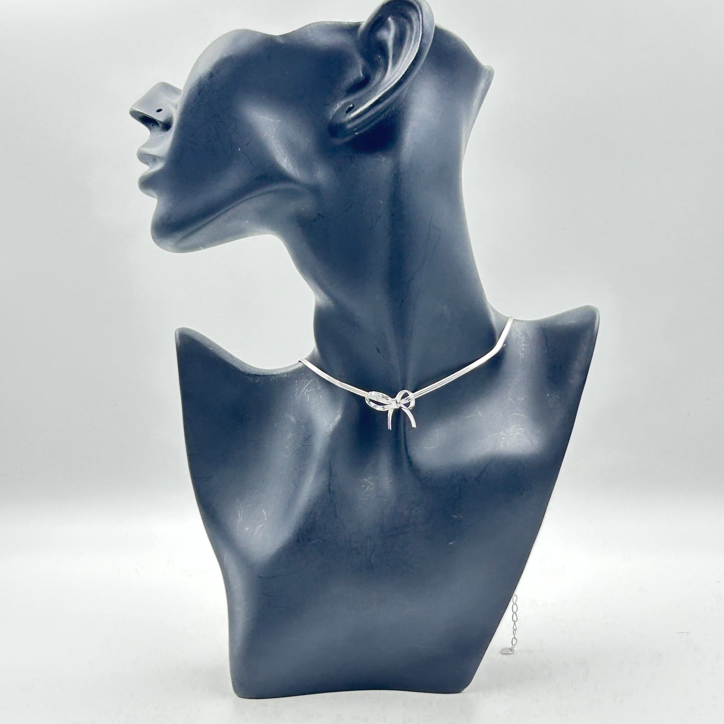 Bow Necklace 18k White gold plated