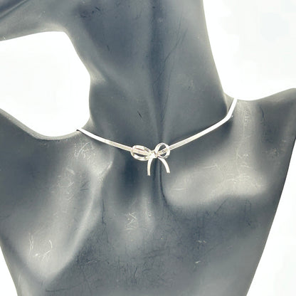 Bow Necklace 18k White gold plated