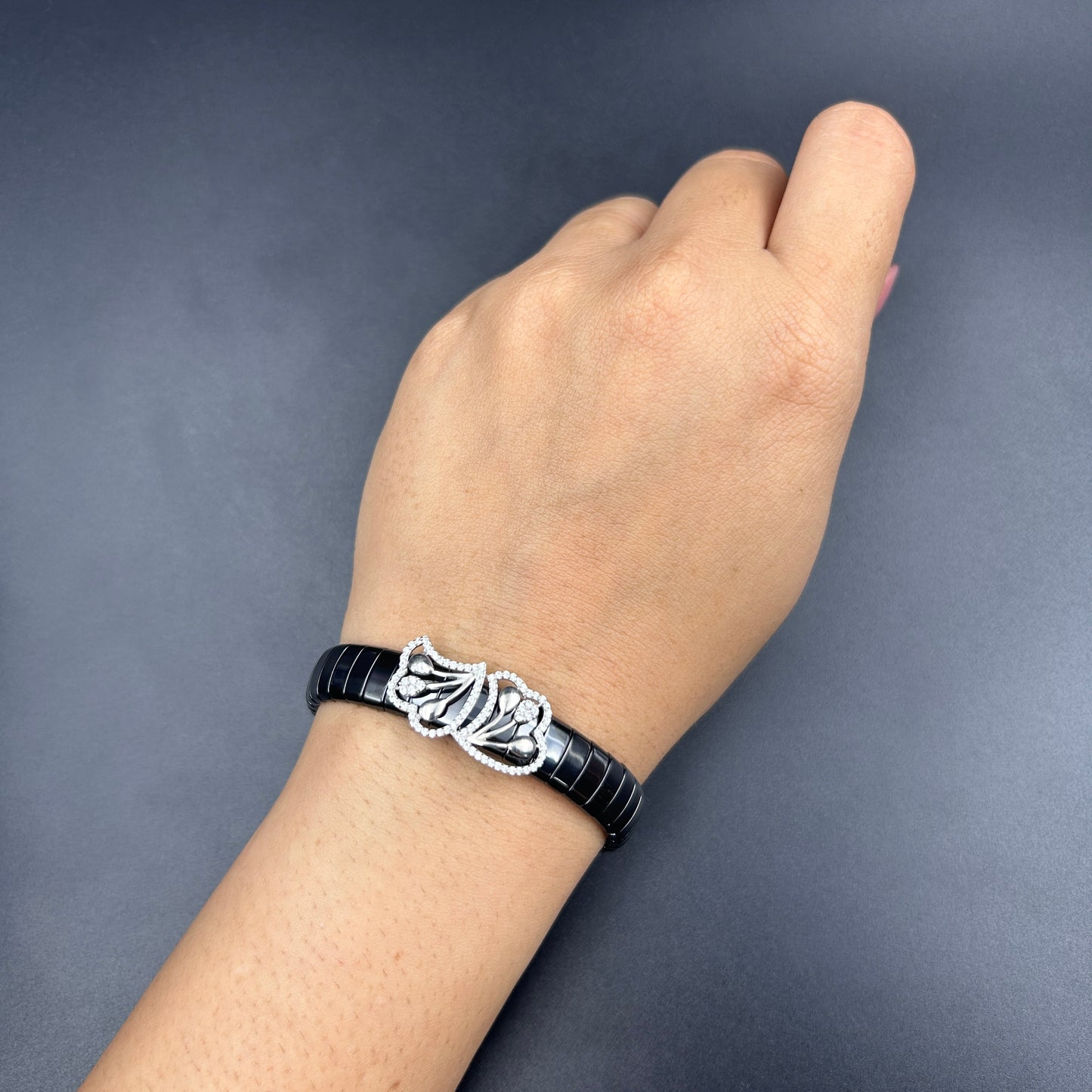 Women's Pure Silver Bracelet - Black Belt