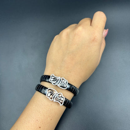 Women's Pure Silver Bracelet - Black Belt