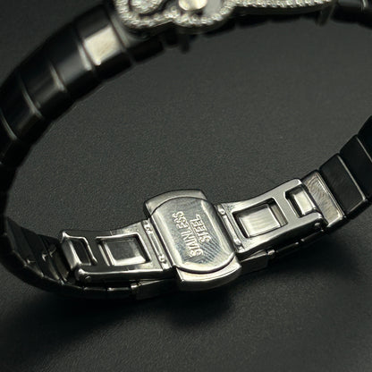 Women's Pure Silver Bracelet - Black Belt