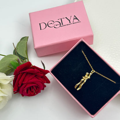 Couple Hug Pendant and Chain 18k gold plated