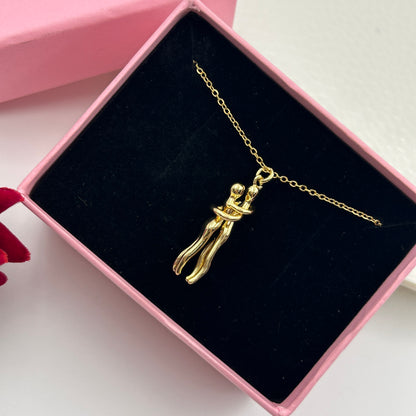 Couple Hug Pendant and Chain 18k gold plated