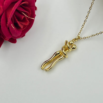 Couple Hug Pendant and Chain 18k gold plated