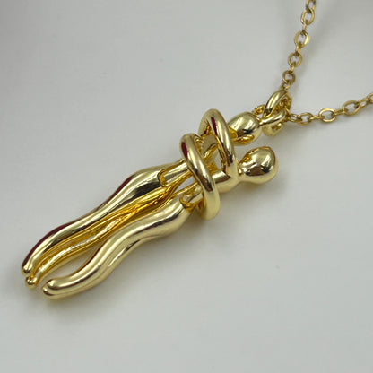 Couple Hug Pendant and Chain 18k gold plated