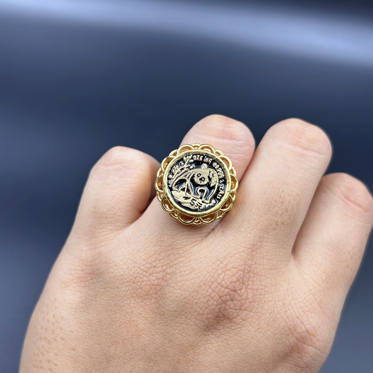 Silver Panda Coin Ring