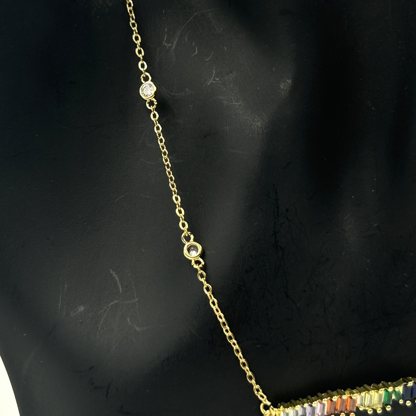 18k gold plated Colourful Diamond Necklace