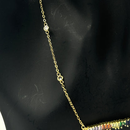 18k gold plated Colourful Diamond Necklace
