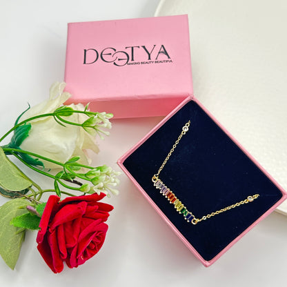 18k gold plated Colourful Diamond Necklace