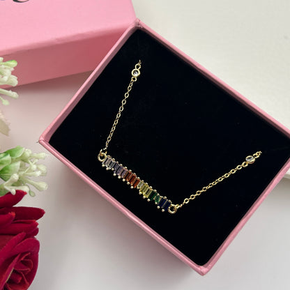 18k gold plated Colourful Diamond Necklace