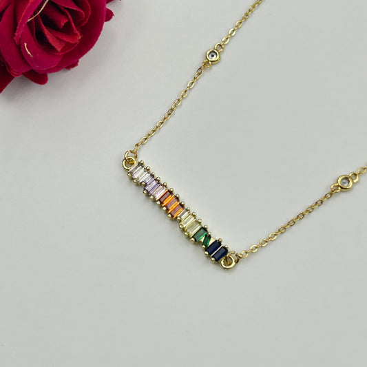 18k gold plated Colourful Diamond Necklace