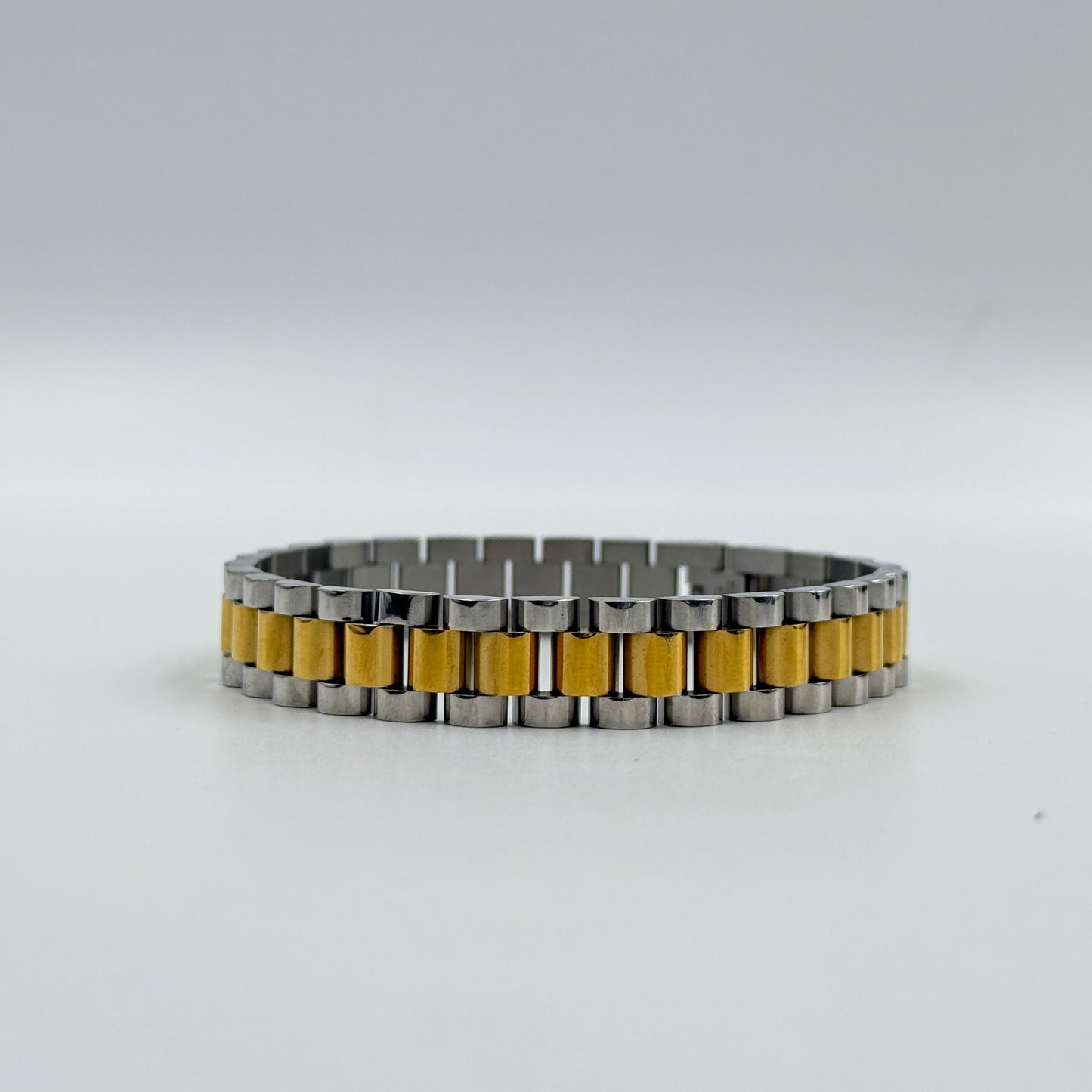 Stainless Steel Yellow and White Gold Plated Men's Bracelet