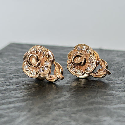 Rose Earring - Rose Gold Silver Earring