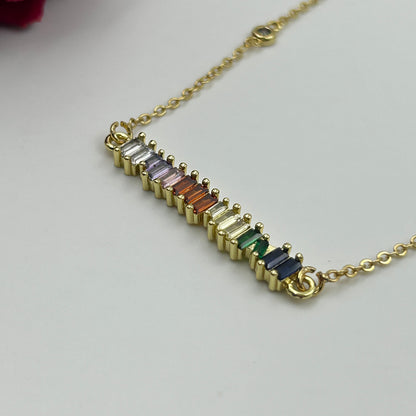 18k gold plated Colourful Diamond Necklace