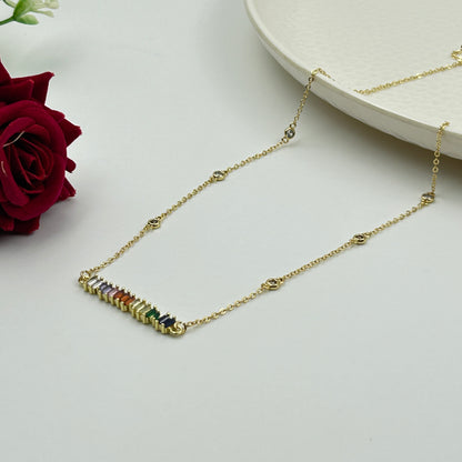 18k gold plated Colourful Diamond Necklace