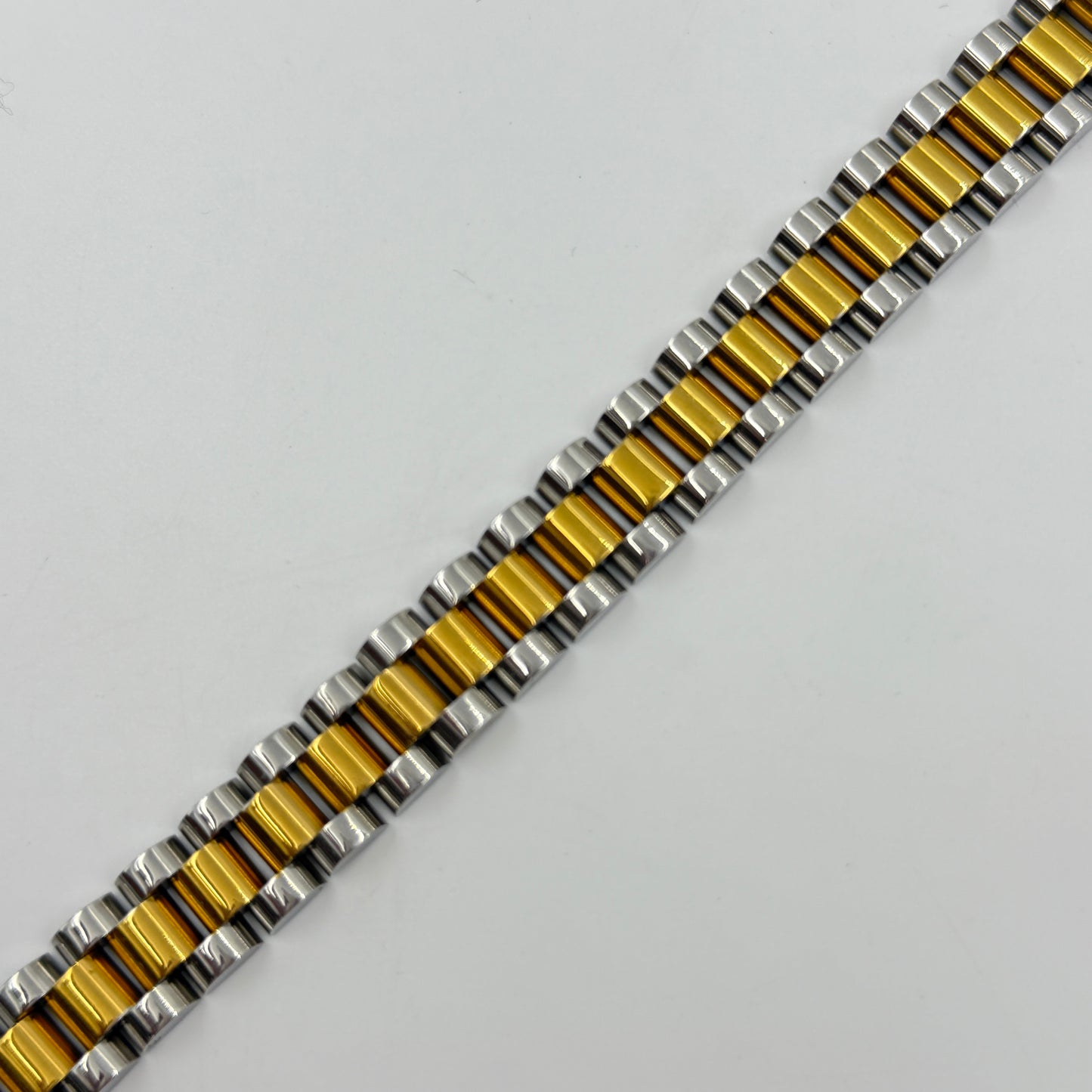 Stainless Steel Yellow and White Gold Plated Men's Bracelet