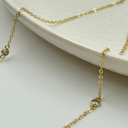 18k gold plated Colourful Diamond Necklace