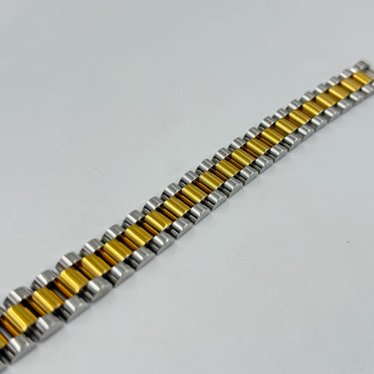 Stainless Steel Yellow and White Gold Plated Men's Bracelet