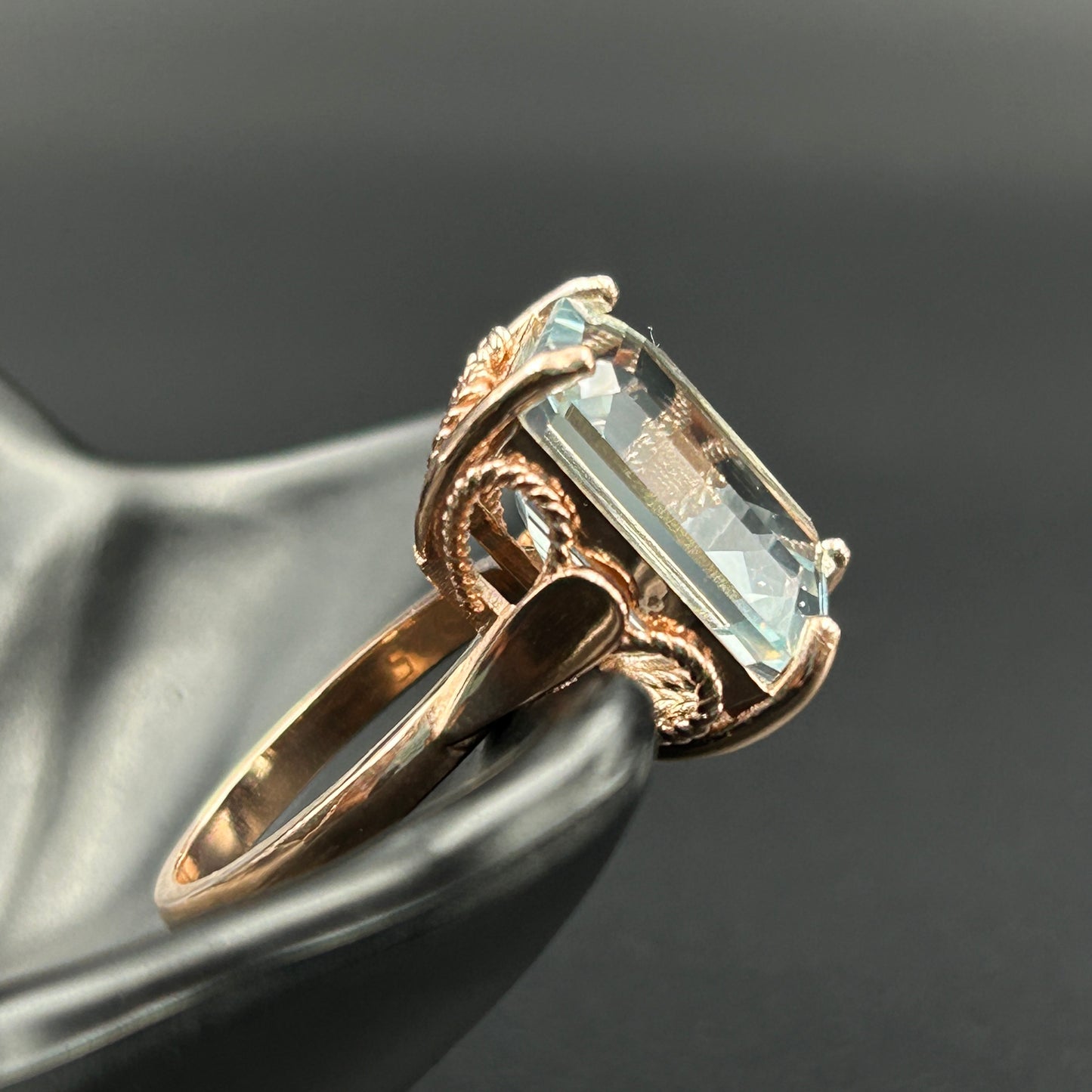 Rose Gold Aquamarine Ring - Pure Silver